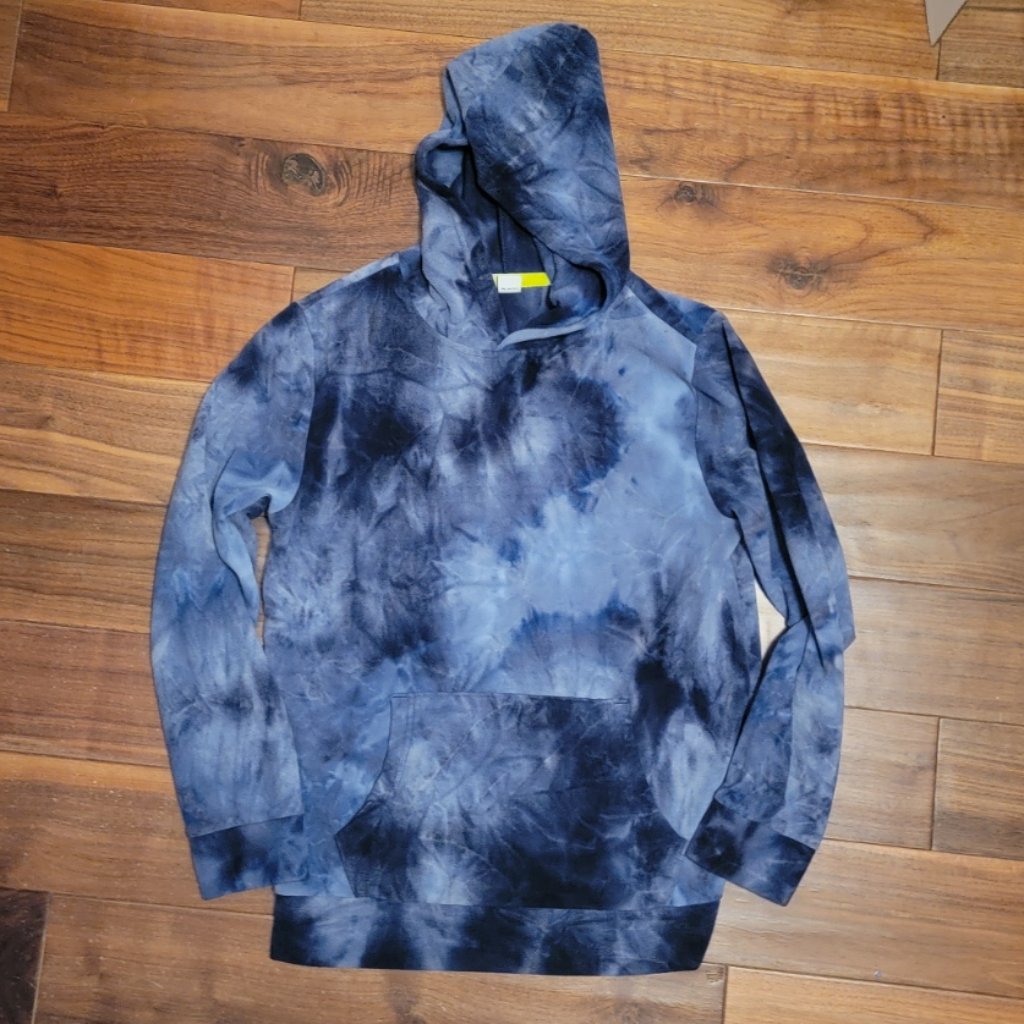 Tie Dye Blue And White Fleece Hoodie Sweatshirt